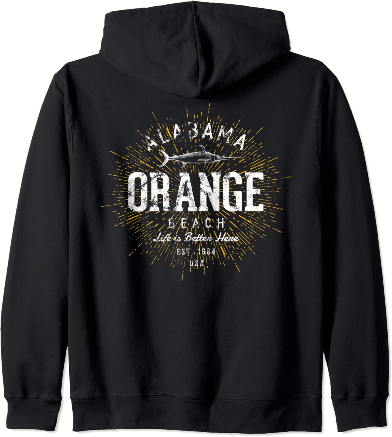 Retro Vintage Orange Beach Zip Hoodie Clothing, Shoes